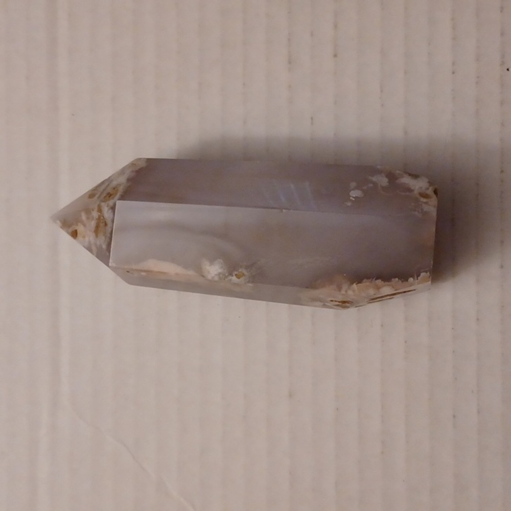 Gray Tower Crystal With Pink & Tan Segments - Gemstone